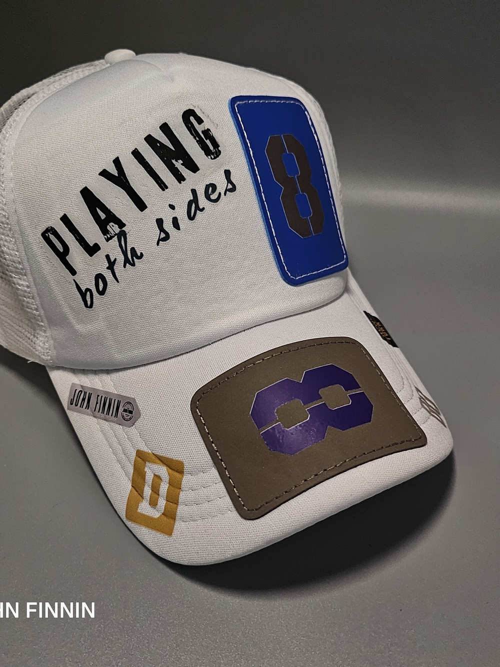 White Patchwork Trucker Cap - Playing Both Sides